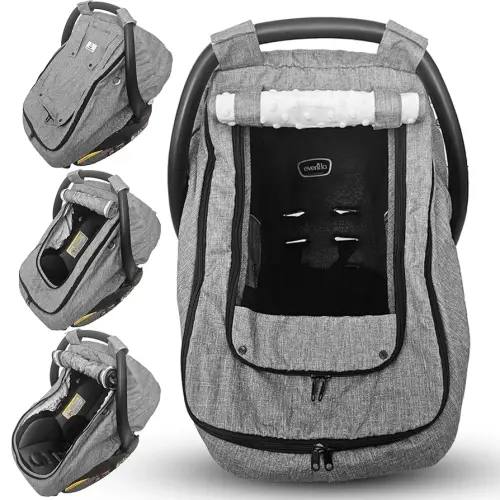 Waterproof Baby Car Seat Cover | Windproof Carseat Cover for Babies | Infant Car Seat Cover for Boys, Girls & carseat Covers Baby Girl | Universal Fit (Gray)