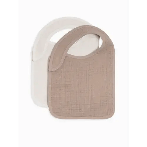 2-Pack Muslin Bibs - Biege + Coconut