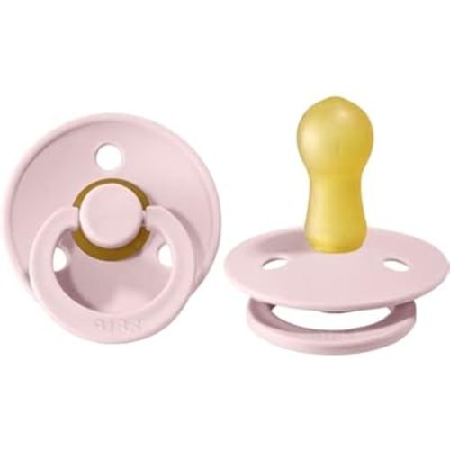 BIBS Pacifiers Colour Collection | Natural Rubber Baby Pacifier | Set of 2 BPA-Free Soothers | Made in Denmark | 0+ Months (Pack of 2) | Blossom