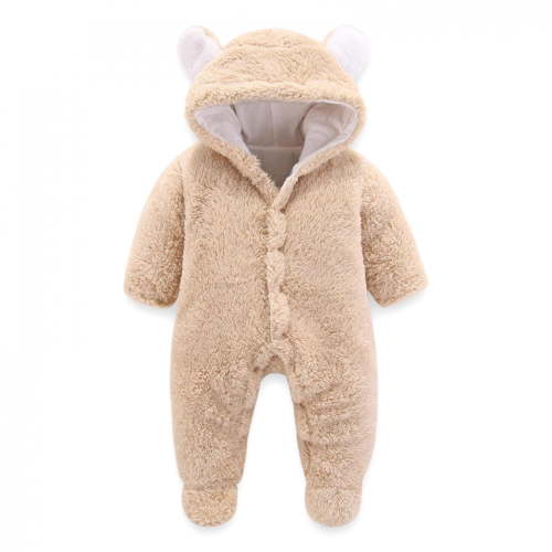 Gifts for Christmas Bidobibo Baby Winter Hooded Romper, Infant Toddler Boys Girls Warm Snowsuit Cute Ears Fleece Romper Long Sleeve Jumpsuit Overalls Outfit for 0-12 Months