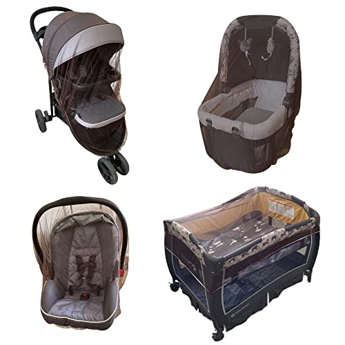 Enovoe Baby Mosquito Net for Stroller - Durable Cover for Cribs, Bassinets, Playards, Brown