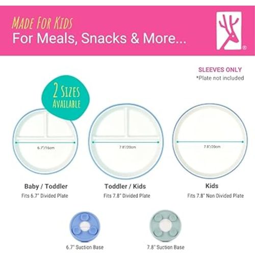 Elk and Friends Kids 7.8” Porcelain Plate Silicone Suction Sleeves | Microwave & Dishwasher Safe