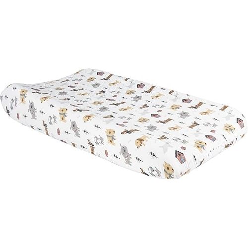 Trend Lab Dog Park Deluxe Flannel Changing Pad Cover, White
