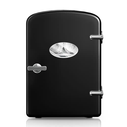 YSSOA 9 Cans Compact Mini Fridge, Warmer and Cooler Portable Refrigerator with Observation, Freon-Free & Eco Friendly, 6L with window, Black