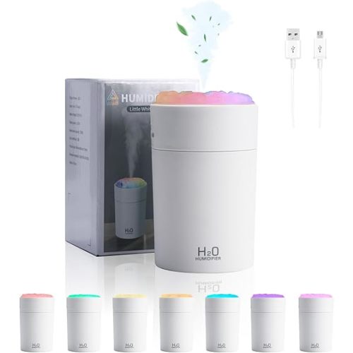 220ML Humidifiers For Bedroom, Portable Humidifier With LED Colorful Gradient Light,Cotton Stick And USB Data Cable. Humidifier Large Room For Travel, Office, Bedroom, Baby Room, Plants, Home(pink)