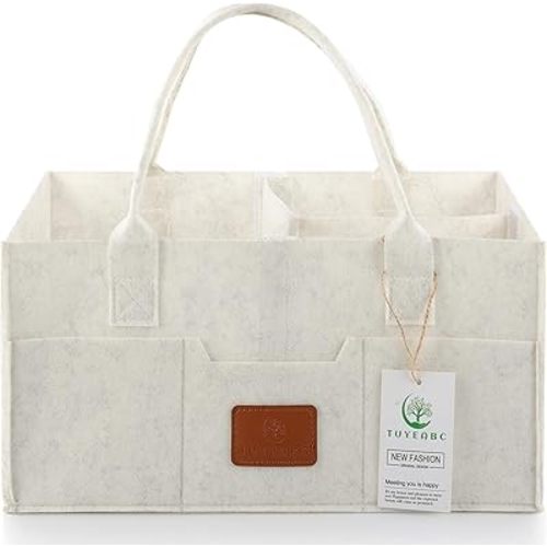 Baby Diaper Caddy - Enlarge Nursery Storage Bin and Car Organizer for Diapers and Wipes - Storage Basket for Newborn Essentials, Gift for Baby Shower and Registry Must