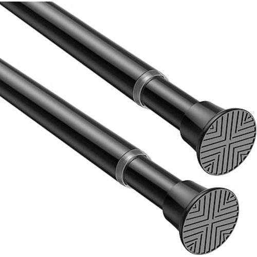 AIZESI Tension Curtain Rod 18-36 inch，2Pcs Adjustable Tension Rod Black Curtain Tension Rod No Drilling Small Tension Rod Spring Tension Curtain Rod