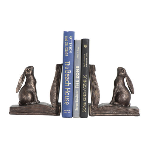 Alcott Hill® Lethe Decorative Rustic Resin Rabbit on Book Bookends & Reviews | Wayfair