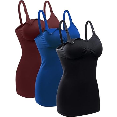 BRLIDO Womens Nursing Tank Tops Built in Bra for Breastfeeding Maternity Camisole Brasieres