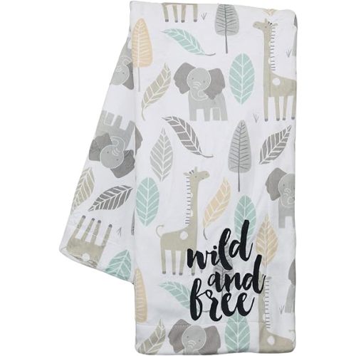 Lambs & Ivy Jungle Friends Elephant/Giraffe Safari Soft Fleece Baby Blanket