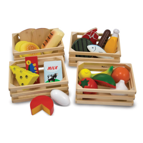 Melissa & Doug Food Groups - 21 Wooden Pieces and 4 Crates, Multi