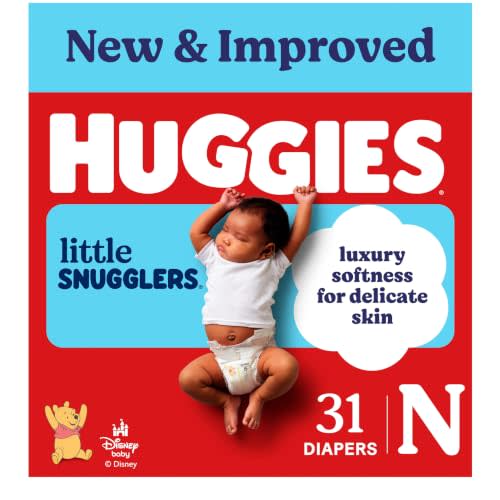 Huggies Size Newborn Diapers, Little Snugglers Baby Diapers, Size Newborn (up to 10 lbs), 31 Count, Packaging May Vary