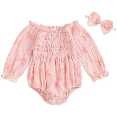 Ayalinggo Baby Girl Halloween Outift Cotton Bubble Romper Smocked Boo Print Ruffle Rompers Outfits Newborn Clothes
