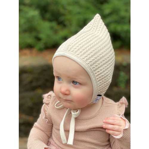 Baby pixie ivory gnome hat, elf hat, baby sweater knit hat, cap, hat with ties, toddler cap, baby boy hat, baby girl hat, emmifaye hat