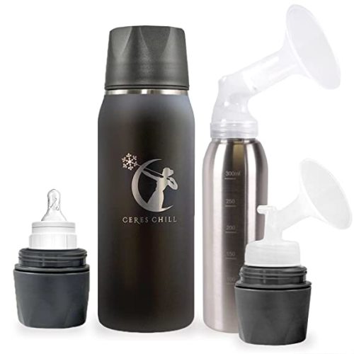 Breastmilk Chiller Reusable Storage Container (MILLILITERS) by CERES CHILL | Cooler - Keeps Milk at Safe temperatures for 20+ Hours | 12 to 34oz (0 Dark 30)