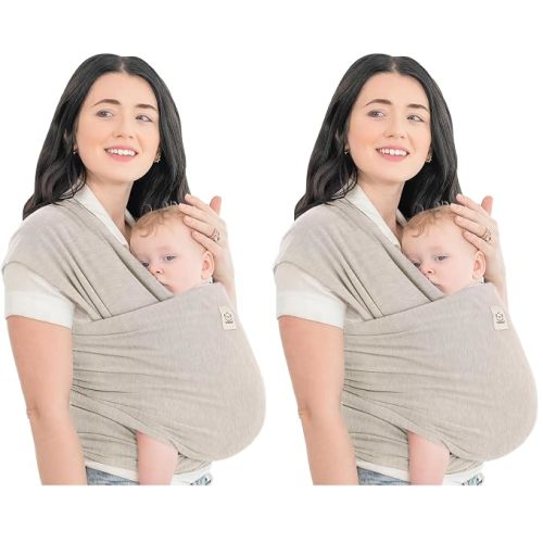 KeaBabies Baby Wrap Carrier - All in 1 Original Baby Carrier Newborn to Toddler Sling, Easy to Wear, Hands Free Bonding, Lightweight, Breathable Infant Wraps (Stone Gray) (Pack of 2)