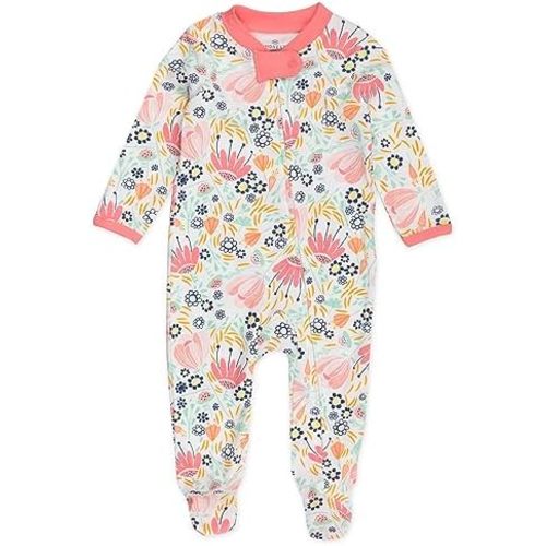 HonestBaby Sleep & Play Footed One-Piece Pajama Sleeper 100% Organic Cotton, Baby Girls