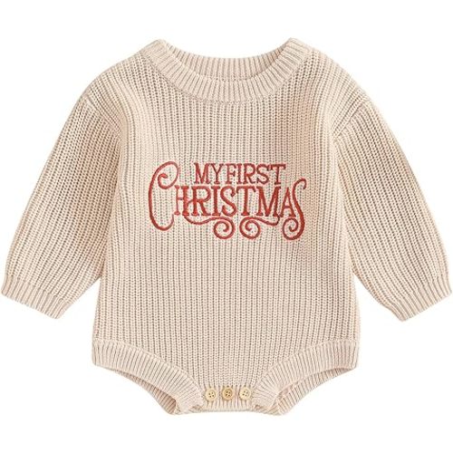 Adobabirl Baby Girl Boy Knitted Sweater Bubble Romper Long Sleeve Jumpsuit Festival Outfit Fall Winter Spring Clothes