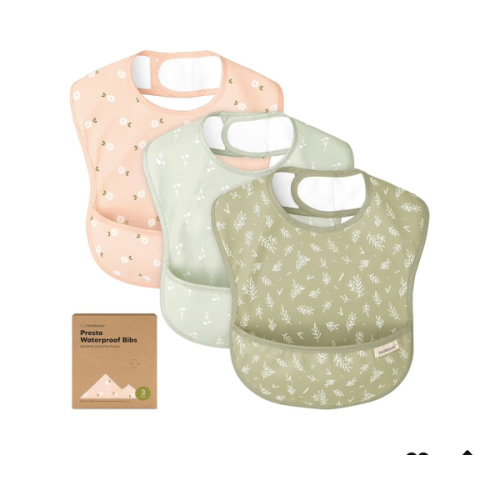 KeaBabies 3-Pack Waterproof Baby Bibs for Eating - Lightweight Toddler Feeding Bibs with Large Food Catcher, Mess Proof, Food-Grade Baby Eating Essentials, Easy to Put On & Clean (Bloom)
