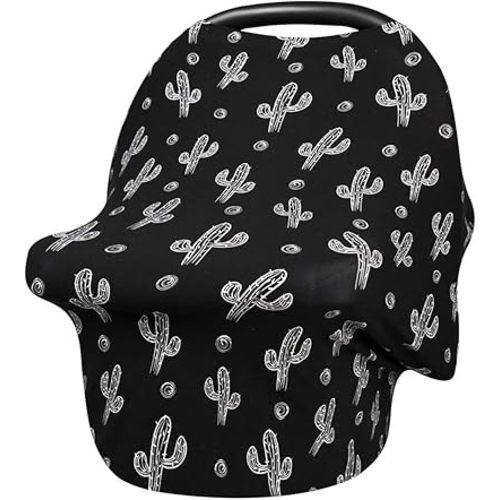 Nursing Cover for Baby Breastfeeding - Car Seat Canopy,Shopping Cart, High Chair, Stroller - All-in-1 Soft Breathable Stretchy 95% Cotton Infinity Nursing Cover Up for Girls, Boys (Cactus)