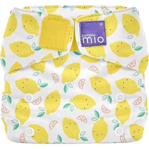 Bambino Mio, Miosolo Classic All-in-One Reusable Cloth Diaper, Adjustable Size, Eco Chemical Free Diaper, Lemon Drop
