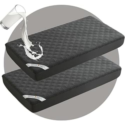 Waterproof Mattress Protector Crib, 2 Pack Soft Gray Mattress Pad, Noiseless & Machine Washable Mattress Cover, Ultimate Protection for Your Baby's Crib Toddler Bed (52''x28'')