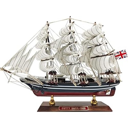 SAILINGSTORY Wooden Model Ship Clipper Cutty Sark 1/195 Scale Replica Ship Model Sailboat Decor Small