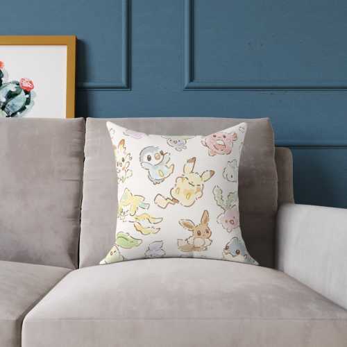 Cute Pokemon Living Room Cushion | Kawaii Throw Pillow with Double-Sided Print | Nursery, Sofa or Gift | Cozy Home Decor for Fans