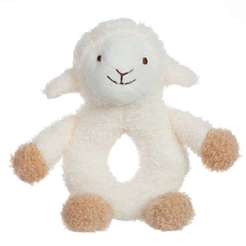 Apricot Lamb Baby Lovey Lamb Soft Rattle Toy, Plush Stuffed Animal for Newborn Soft Hand Grip Shaker Over 0 Months (Cream Lamb, 6 Inches)