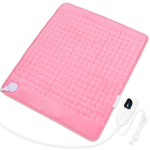 Deepsoon Heating Pad,Electric Heating Pads for Back,Neck,Moist Heating Pad for Abdomen Shoulder Knee Legs,Dry/Moist Heat&Auto Shut Off,Fathers Day Dad Gifts for Men Birthday,BabyPink,24x20 Inch
