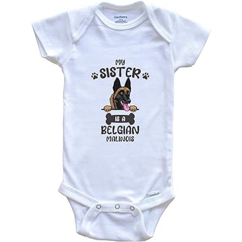 Really Awesome Shirts My Sister Is A Belgian Malinois Cute Dog Breed Baby Bodysuit