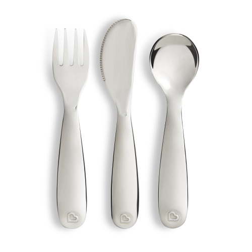 Munchkin® Polish Toddler Fork, Knife and Spoon Utensil Set, Stainless Steel