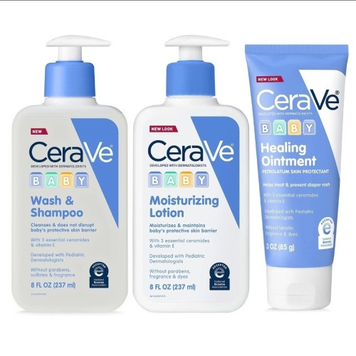 CeraVe Baby Bath Set 8oz Wash & Shampoo 8oz Lotion 3oz Ointment