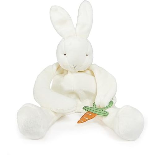 Bunnies By The Bay "Bun Bun" Bunny Silly Buddy - Animal Pacifier Holder Plush Toy with Velcro Loop Attachment - 10" (25cm) Size