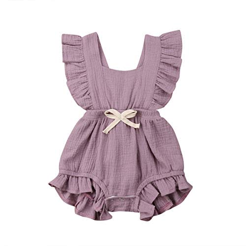 ITFABS Newborn Baby Girl Romper Bodysuits Cotton Flutter Sleeve One-piece Romper Outfits Clothes