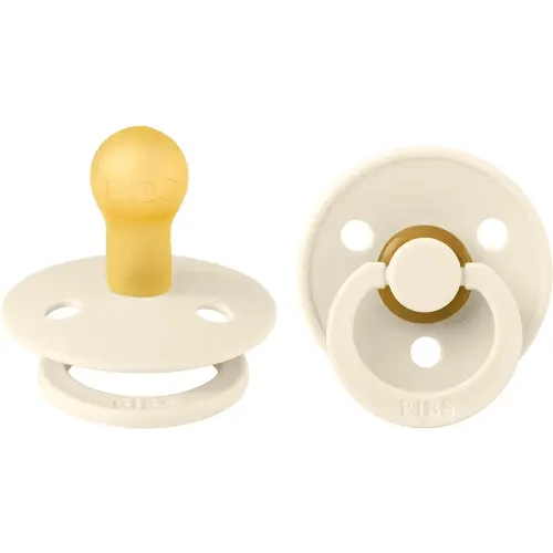 BIBS Pacifiers | Natural Rubber Baby Pacifier | Set of 2 BPA-Free Soothers | Made in Denmark | Ivory | Size 0-6 Months