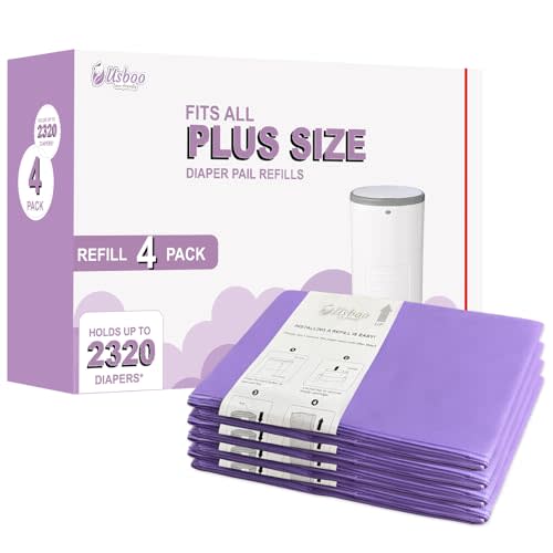 USBOO Refills Compatible with Dekor PLUS Diaper Pail,4 Pack Disposable Diaper Pail Refills, Easy to Replace and Dispose Diaper Trash Bags, Holds up to 2320 Diapers,Lavender Scent