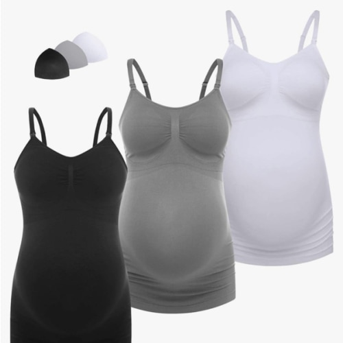 HOFISH Support Nursing Tank Tops for Breastfeeding, Comfort Stretch Maternity Camisoles with Built in Bra