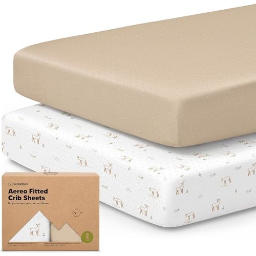KeaBabies 2-Pack Fitted Crib Sheets for Boys, Girls, Baby - Soft Bamboo Viscose Cotton, 52x28 Standard Crib Mattress Sheets, Toddler Bed Mattress Cover, Gender Neutral, Breathable, Durable (Wild Fawn)
