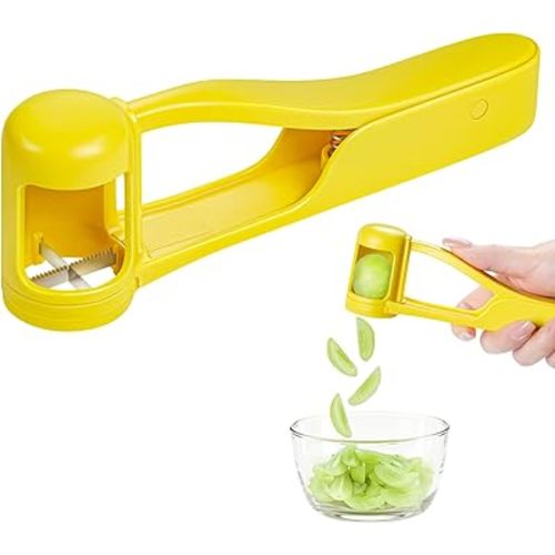 Luvan Grape Cutter for Toddlers 1-3, Grape Slicer Kitchen Gadget for Vegetable Fruit Salad Cake Decor, Stainless Steel Baby Tomato Quarter Cutter Tool for Cherry Strawberry Blueberry - Yellow