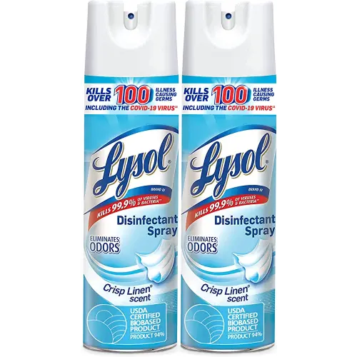 Lysol Disinfectant Spray, Sanitizing and Antibacterial Spray, For Disinfecting and Deodorizing, Crisp Linen, 19 Fl. Oz (Pack of 2)