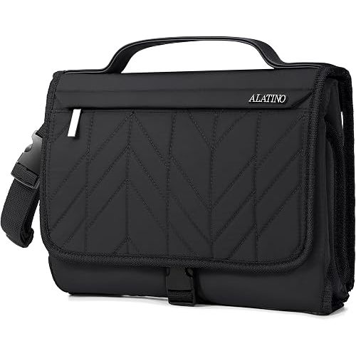 Alatino Portable Diaper Changing Pad, Waterproof Travel Baby Changing Pad with Modern Chic Design, Lightweight Easy-Clean Changing Mat, Baby Registry Essential & Baby Gift (Midnight Black)