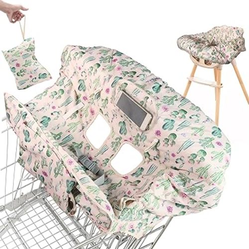 Shopping Cart Cover for Baby Girl and Boy | Water Resistant Baby High Chair Cover | Grocery Cart Cover for Baby w/Toy Loops, Water Bottle Strap, Phone Pouch | Gift Idea for New Mom