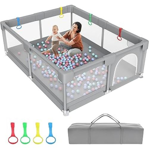 79" ×71" Extra Large Baby Playpen, Big Playpen for Babies and Toddlers, Gap-Free, Climb-Proof Play Yard for Baby, Spacious Baby Play Pen with Zippered Door and Storage Bag