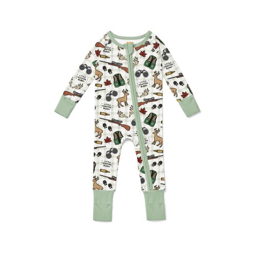 Deer Hunter Baby Pajamas: Bamboo Zip Up Sleeper for Little Hunting Buddies
