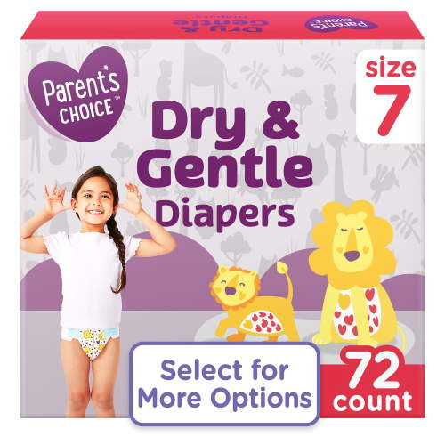 Parent's Choice Dry & Gentle Diapers Size 7, 72 Count (Select for More Options) HSA/FSA Eligible