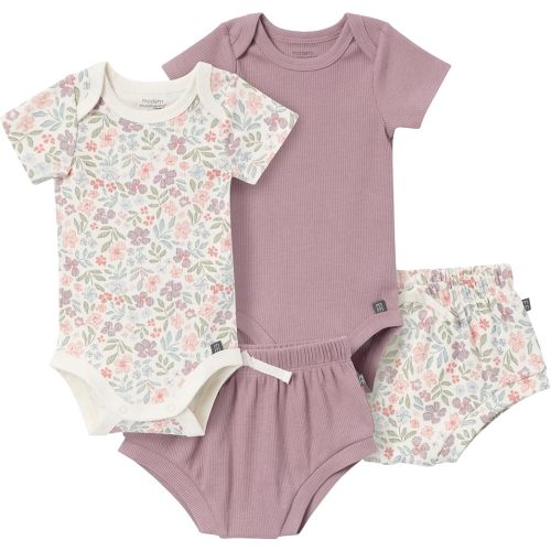 Modern Moments by Gerber Unisex Baby 4-pack Short-sleeve Bodysuits & Shortie Set