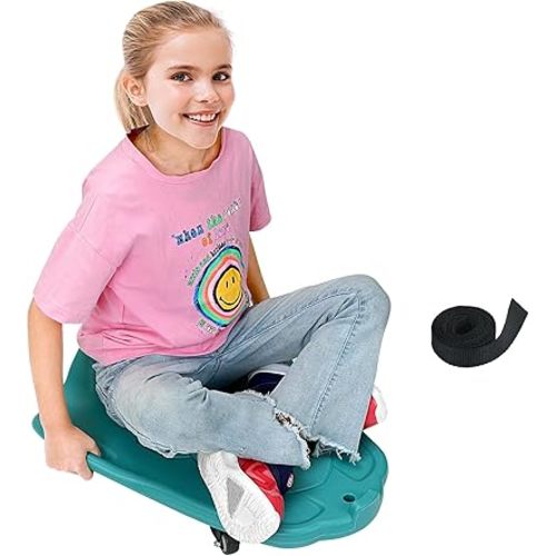 Large Scooter Board for Kids, Plastic Floor Scooter Board with Handles and Buckle, Gym Scooters for Indoor Outdoor Sports,Sensory Training