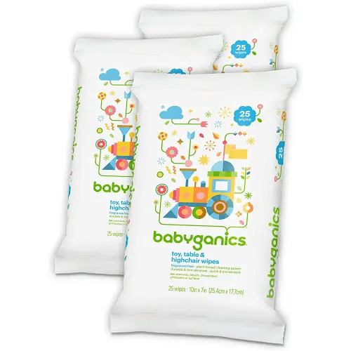 Babyganics Toy, Table & Highchair Wipes, 25 Count, 3 Pack
