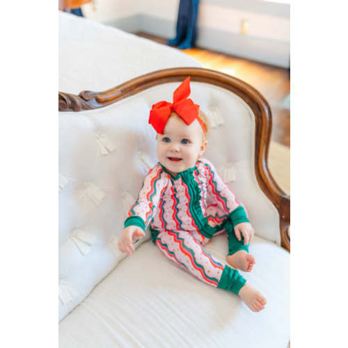 Starry Christmas Bamboo Ruffle Romper I Poppy Kids Co